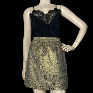 Gold Pewter Brocade Mini Skirt